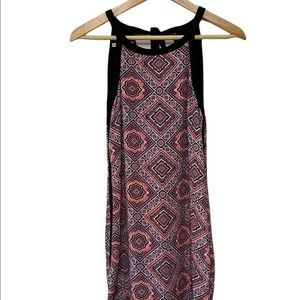 Maurices Shift Dress, Geometric Pink and Black Design, Knee Length, Sz XS